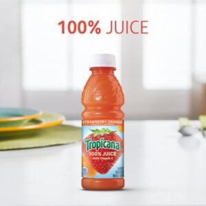 Tropicana 100% Juice, Strawberry Orange, 10 fl oz (Pack of 15) - Real Fruit Juices, Vitamin C Rich, No Added Sugars, No Artificial Flavors