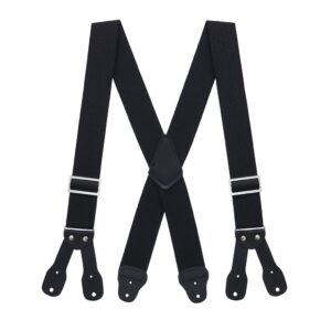 suspender store 2-inch wide low-stretch logger suspenders - industrial button - 48" for 5'9" to 6'2" tall - black