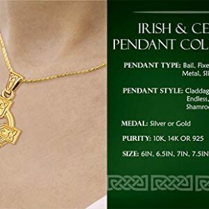 US Jewels 925 Sterling Silver 1.625in Irish Celtic Knot Cross Antique Finish Pendant