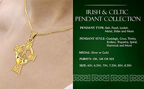 US Jewels 925 Sterling Silver 1.625in Irish Celtic Knot Cross Antique Finish Pendant