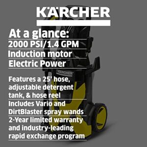 Kärcher K5 Premium Electric Pressure Washer 2000 PSI - with Vario Power & Dirtblaster Wands, Pressurized Hose Reel - 1.4 GPM