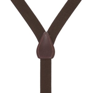 Suspender Store Solid Color Suspenders - 1-Inch Wide Elastic - Y-Back - Button - 48" for 5'9" to 6'2" tall - Brown