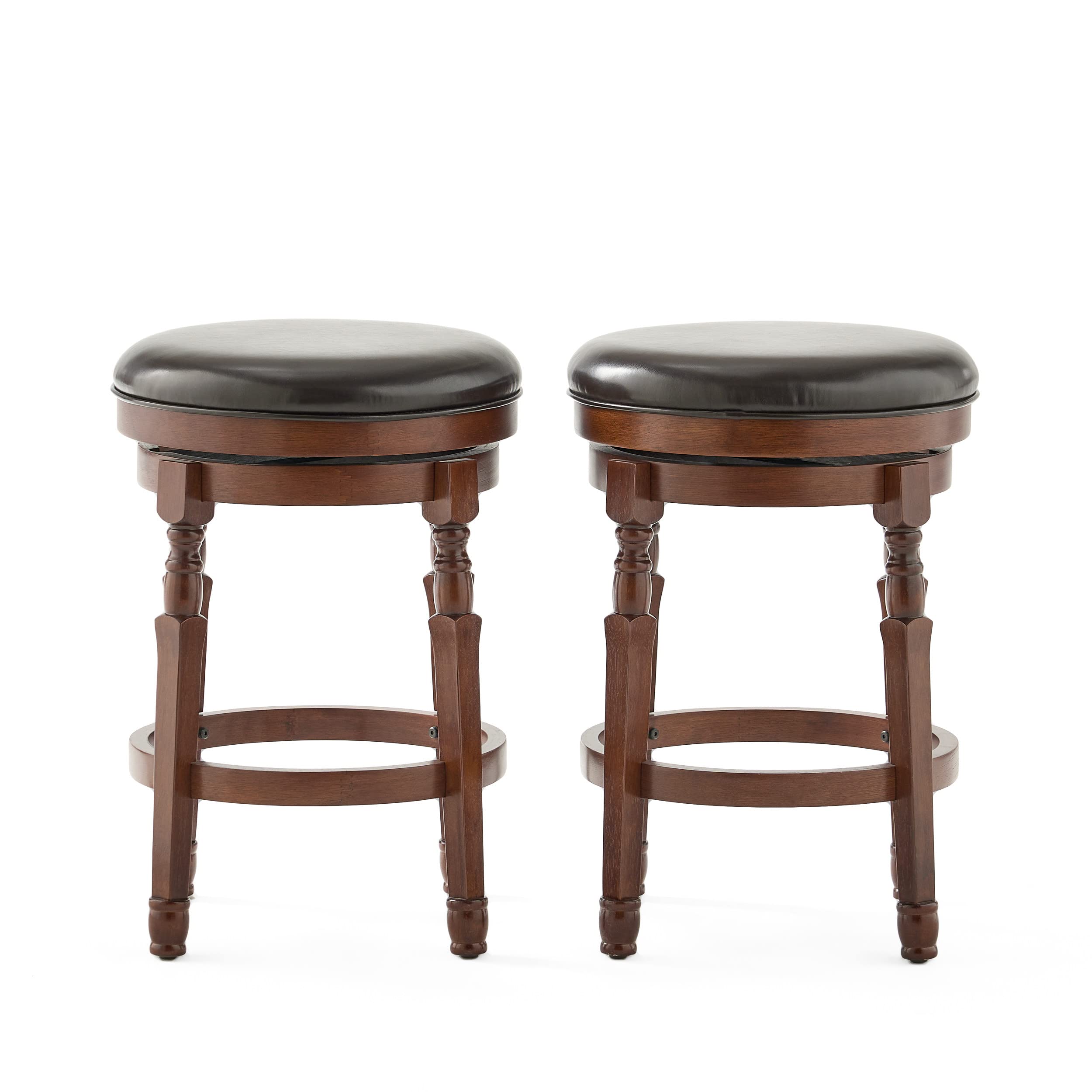 Christopher Knight Home Waldo Reconstituted Leather Counter Stools, 2-Pcs Set, Chocolate Brown