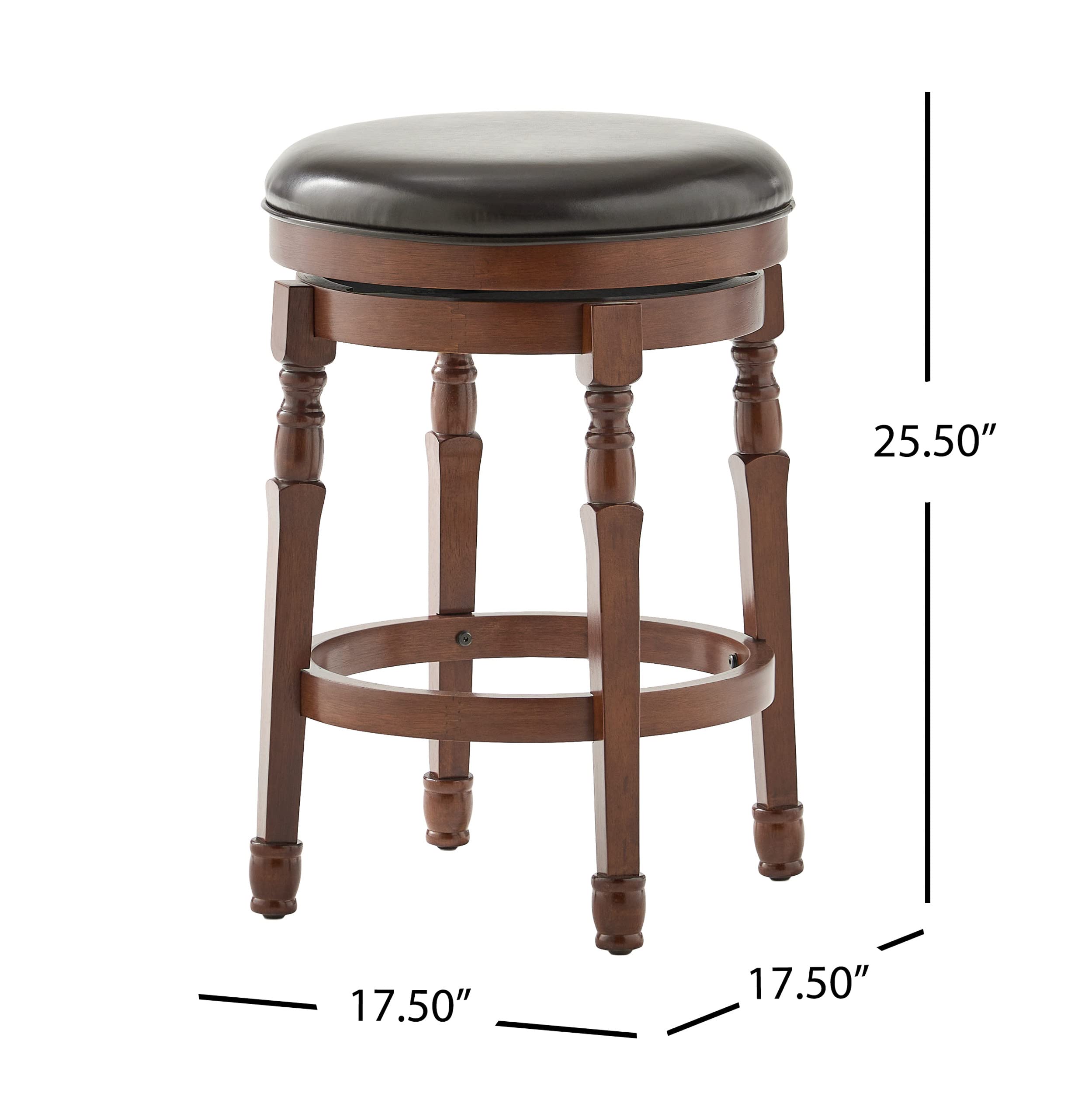 Christopher Knight Home Waldo Reconstituted Leather Counter Stools, 2-Pcs Set, Chocolate Brown