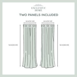 Exclusive Home Chateau Striped Faux Silk Grommet Top Curtain Panel Pair, 54"x96", Black Pearl