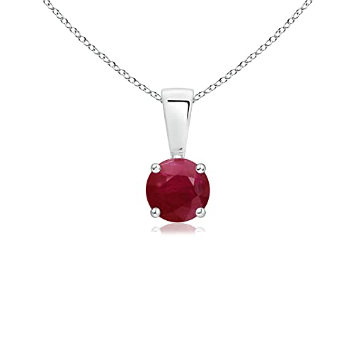 Angara Natural Ruby Solitaire Pendant Necklace for Women In Sterling Silver with 18" Chain (0.3 Cttw 4mm Round Ruby)