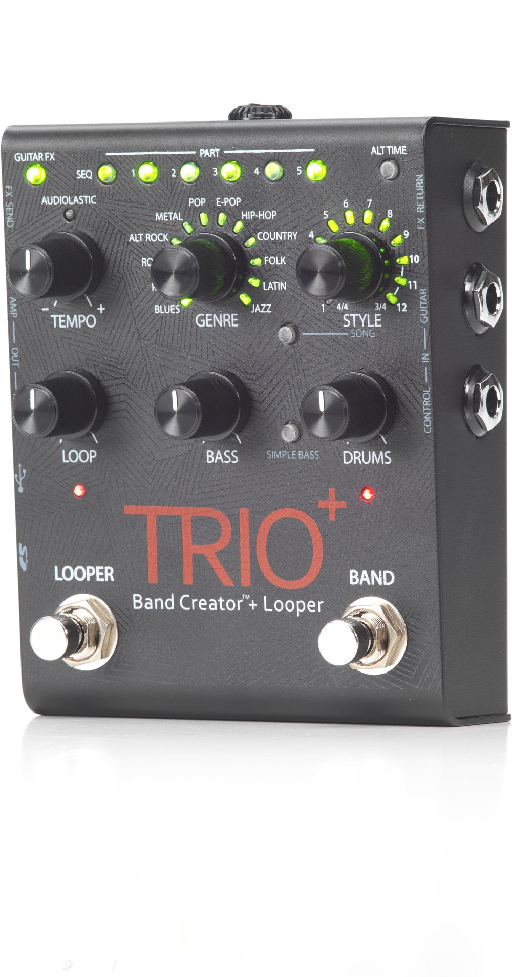 Digitech Trio+ Band Creator + Looper w/ Patch Cables and Power Supply