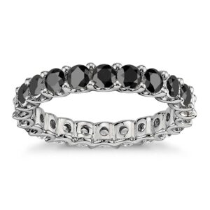 3.50mm Sterling Silver Black Cubic Zirconia Luxury Eternity Band (8)