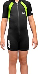 Cressi Kids Swimsuit Short Sleeve, Black/Lime, L