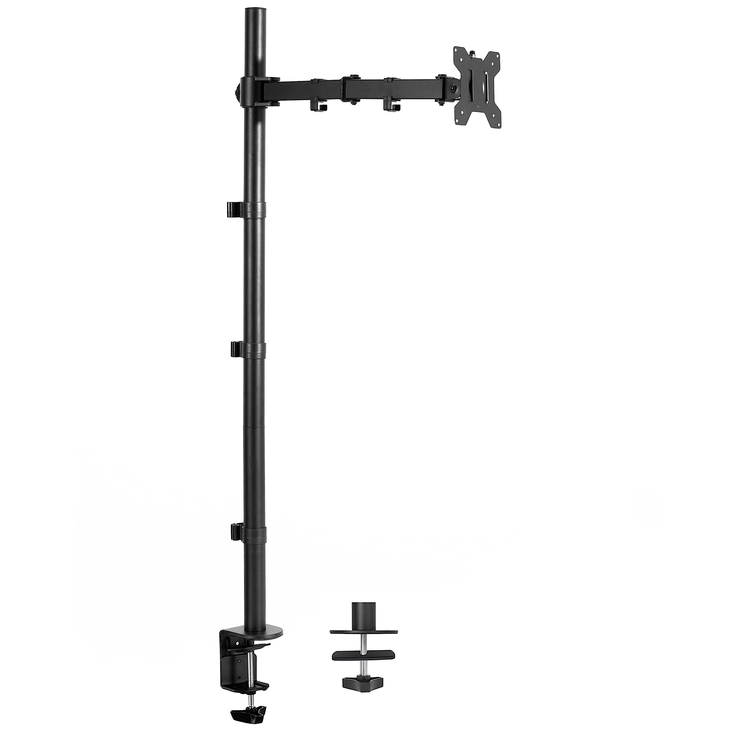 VIVO Extra Tall Single Monitor Desk Mount Stand with 39 inch Pole for 13 to 32 inch Screens and up to 38 inch Ultrawides, Fully Adjustable, Holds 22 lbs with VESA Mounting, Black, STAND-V011