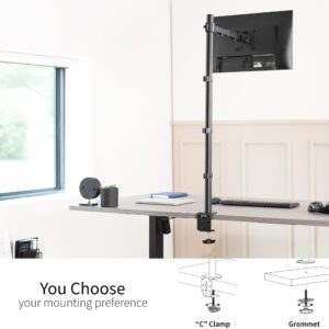 VIVO Extra Tall Single Monitor Desk Mount Stand with 39 inch Pole for 13 to 32 inch Screens and up to 38 inch Ultrawides, Fully Adjustable, Holds 22 lbs with VESA Mounting, Black, STAND-V011