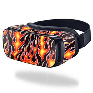 mightyskins skin compatible with samsung gear vr (original) cover wrap sticker skins hot flames