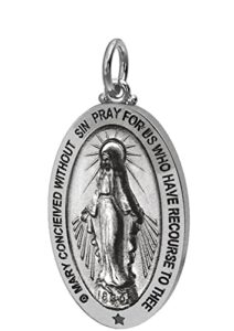 us jewels ladies 925 sterling silver 32.5mm virgin mary antique finish pendant