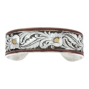 Montana Silversmiths LeatherCut Tri-Colored Floral Cuff Bracelet