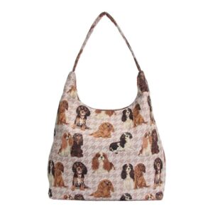 Signare Tapestry Hobo Shoulder bag Slouch Purse For Women with Cavalier King Charles Spaniel Dog Design (HOBO-KGCS)