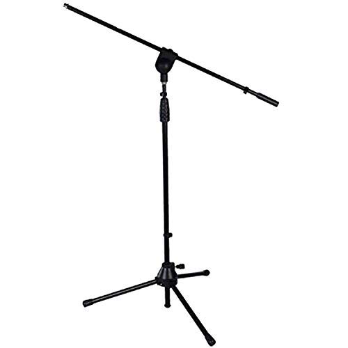 LyxPro Microphone Stand Boom Arm Tilting Rotating Floor Podium Stage or Studio Strong Durable And Foldable Height 38.5"- 66" Extends Arm to 29 3/8" Comes With 3/8" and 5/8" mount Adapter