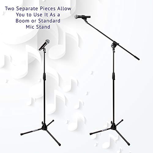 LyxPro Microphone Stand Boom Arm Tilting Rotating Floor Podium Stage or Studio Strong Durable And Foldable Height 38.5"- 66" Extends Arm to 29 3/8" Comes With 3/8" and 5/8" mount Adapter