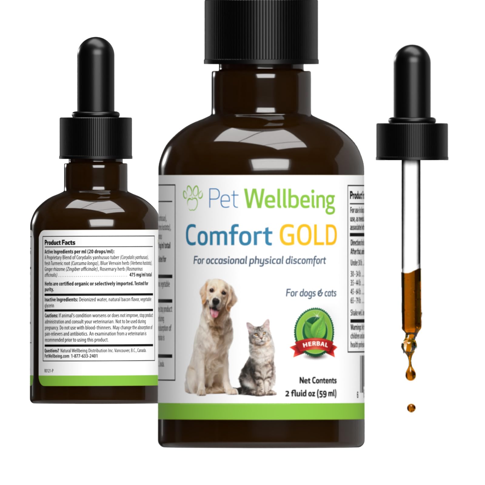 Pet Wellbeing Comfort Gold for Dogs - Natural Pain Relief for Canines - 2 oz (59ml)