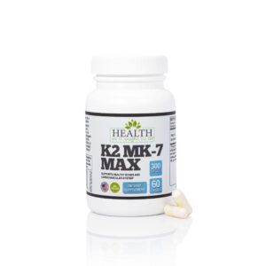 Health As It Ought To Be Vitamin K2 MK7 MAX Extra Strength 300mcg Supplemeny | Soy Free, Proven Bioavailability & Safety | 60 Capsules