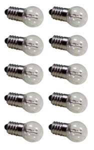 sci-supply pack of 10 e10 miniature screw base light bulbs, 6.3v / 0.5a, 6 volt miniature lamp