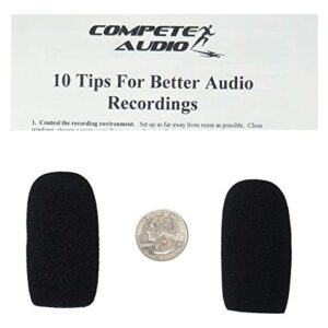 Compete Audio CA555 large microphone windscreens (Foam Microphone Covers) (2-pack) for use with mini-shotgun mics, larger headsets and desktop microphones