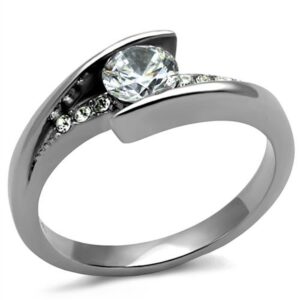 marimor jewelry women's .87 carat round cut cubic zirconia, stainless steel engagement ring size 8