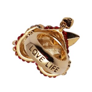 Ritzy Couture Women’s ‘Love Life’ Valentine’s Day Enamel Heart and Arrow Ring with Clear Rhinestones (Red/Gold, 7)