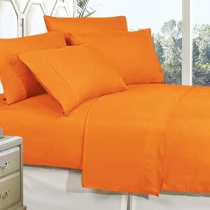 CELINE LINEN Best, Softest, Coziest Bed Sheets Ever! 1800 Premier Hotel Quality Wrinkle-Resistant 4-Piece Sheet Set with Deep Pockets, Queen Vibrant Orange