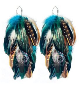 fashmorous feather earrings blue feather earrings for women bohemian feather earrings for women dangle