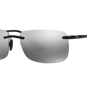 Ray-Ban Men's RB4255 Chromance Square Sunglasses, Black/Polarized Grey Mirrored Silver, 60 mm