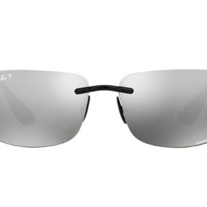 Ray-Ban Men's RB4255 Chromance Square Sunglasses, Black/Polarized Grey Mirrored Silver, 60 mm