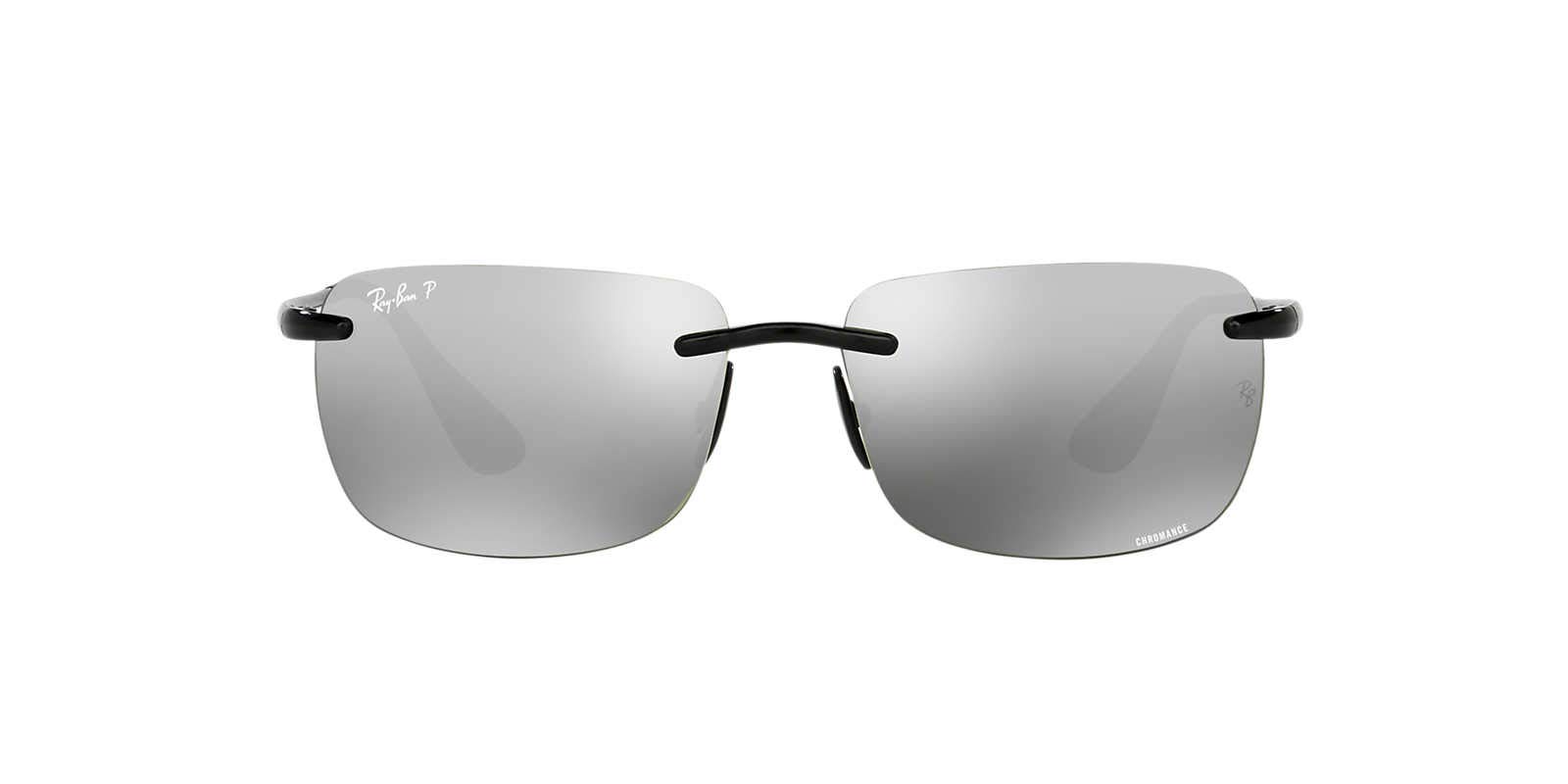 Ray-Ban Men's RB4255 Chromance Square Sunglasses, Black/Polarized Grey Mirrored Silver, 60 mm