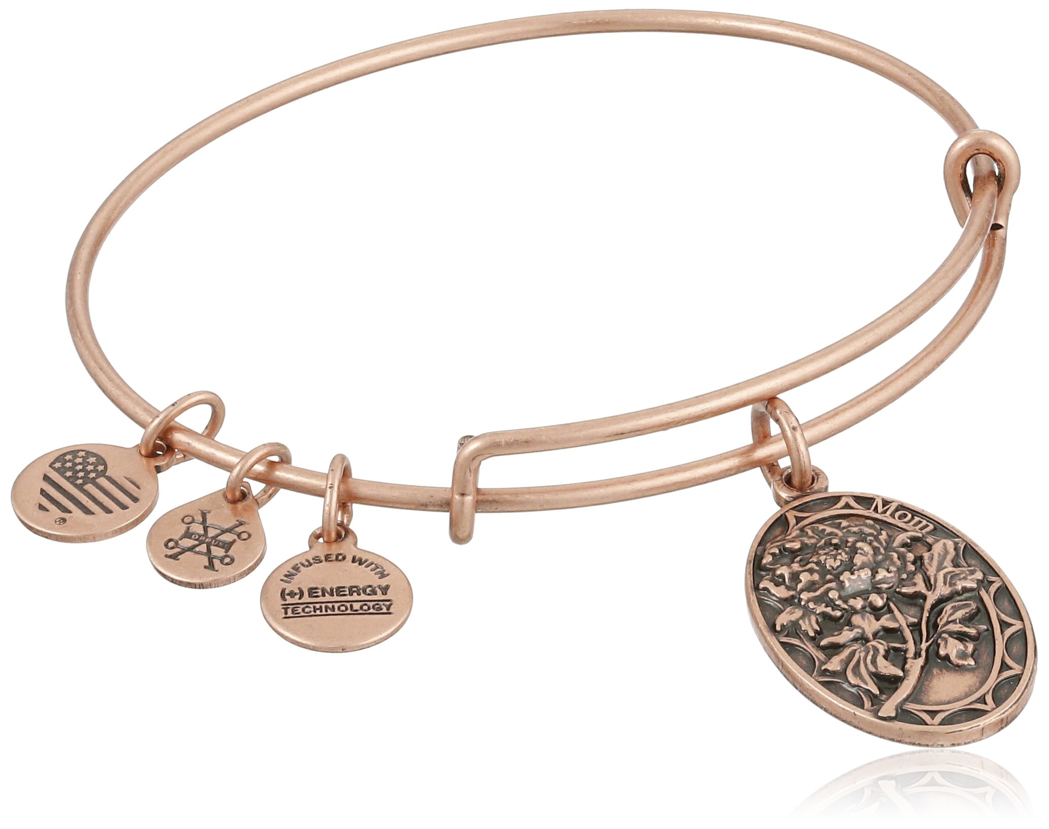 Alex and Ani Because I love you, Mom II Expandable Rafaelian Rose Gold Finish Bangle Bracelet