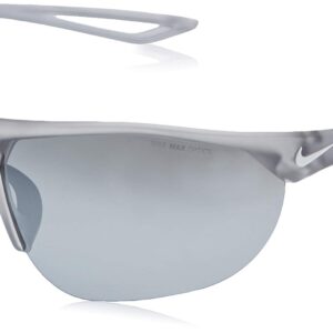 Nike Golf Cross Trainer Sunglasses, Matte Crystal Wolf Grey/White Frame, Grey with Silver Flash Lens