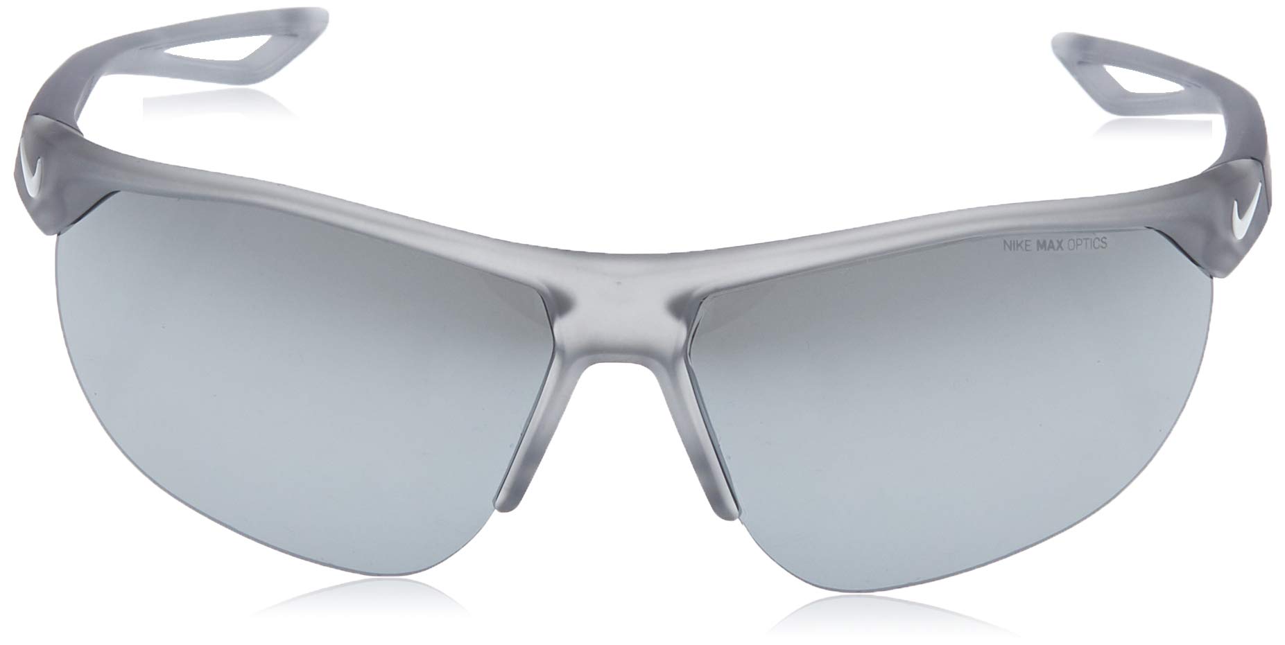 Nike Golf Cross Trainer Sunglasses, Matte Crystal Wolf Grey/White Frame, Grey with Silver Flash Lens