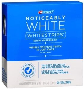 crest noticeably white whitestrips, 2 packs of 10 treaments/20 strips, 20 total treatments/40 total strips