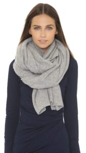 white + warren women's cashmere travel wrap scarf, grey heather, one size