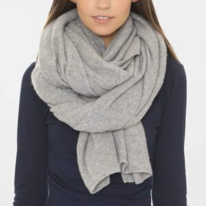 White + Warren Women's Cashmere Travel Wrap Scarf, Grey Heather, One Size