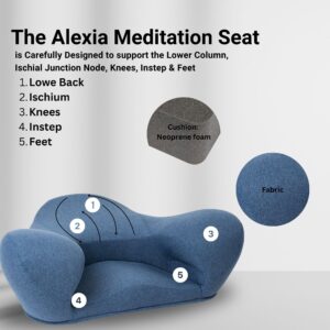 Alexia Meditation Seat "Ergonomically Correct for The Human Physiology Zen Yoga Ergonomic Chair Foam Cushion Home or Office (Fabric, Blue Angel)