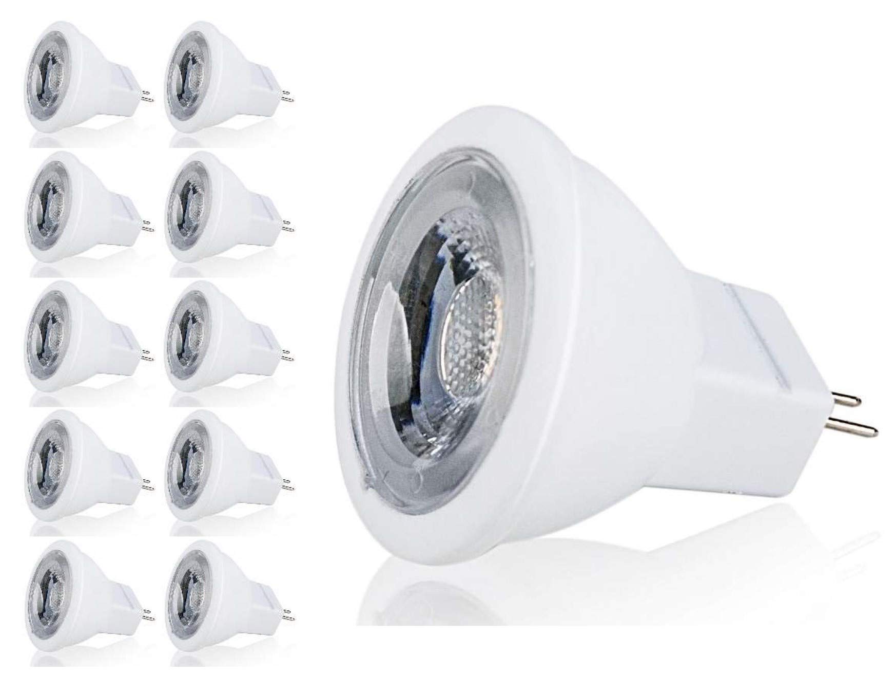 CBconcept UL-Listed MR11 GU4.0 LED Light Bulbs, 10-Pack, 2 Watt, Dimmable 230 Lumen, Warm White 3000K, 36° Beam Angle, 12 Volt, 20W Halogen Bulbs Equivalent,Landscape/Accent/Recessed/Track Lighting