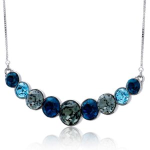 UPSERA Crystal Necklace – 9-Stone Crystal Necklace for Women with Blue Austrian Crystals – 18.7-inch with 2-inch Extender Blue Necklace – Statement Necklace for Prom, Wedding, Engagement