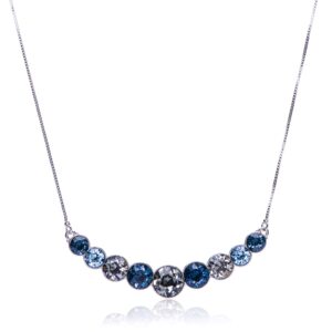 UPSERA Crystal Necklace – 9-Stone Crystal Necklace for Women with Blue Austrian Crystals – 18.7-inch with 2-inch Extender Blue Necklace – Statement Necklace for Prom, Wedding, Engagement