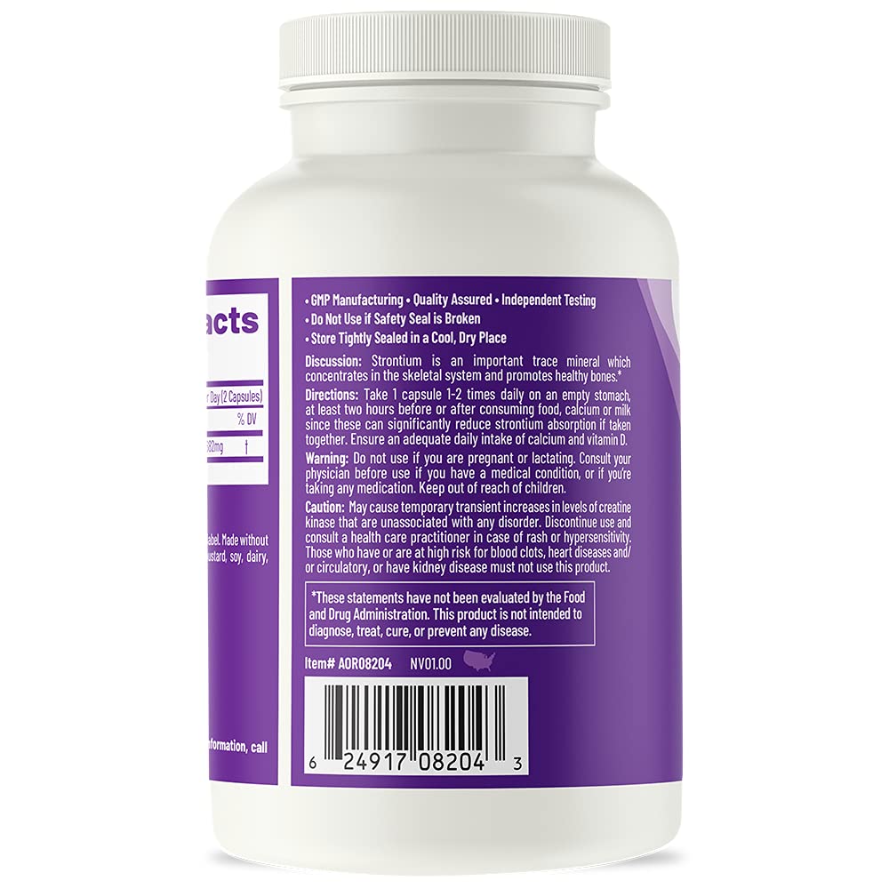 AOR, Strontium Support II, Mineral Support for Bone Health, Vegan, Non-GMO (120 Caps)