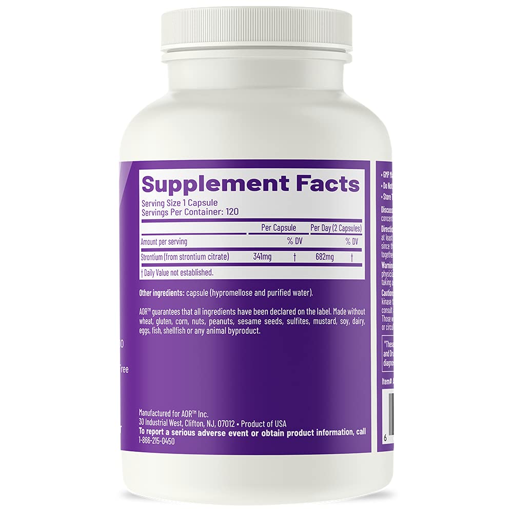 AOR, Strontium Support II, Mineral Support for Bone Health, Vegan, Non-GMO (120 Caps)