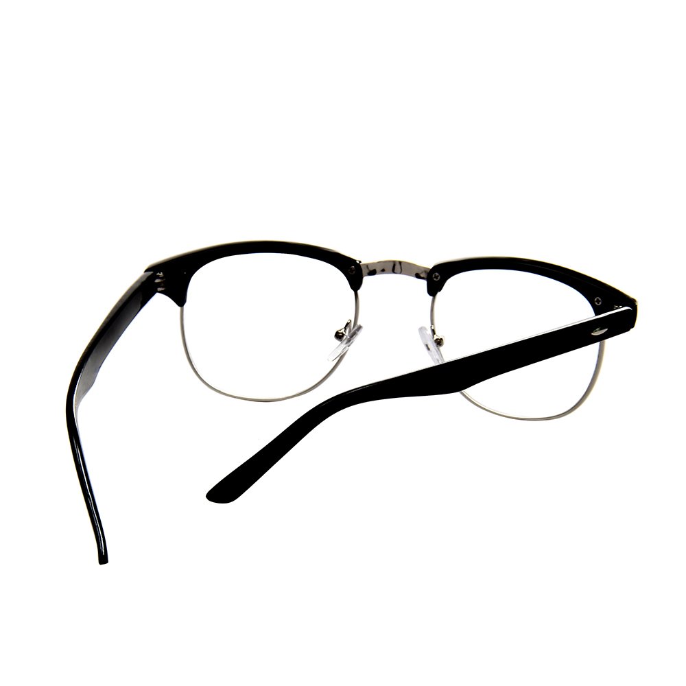 Shiratori New Vintage Fashion Half Frame Semi-Rimless Clear Lens Glasses Black