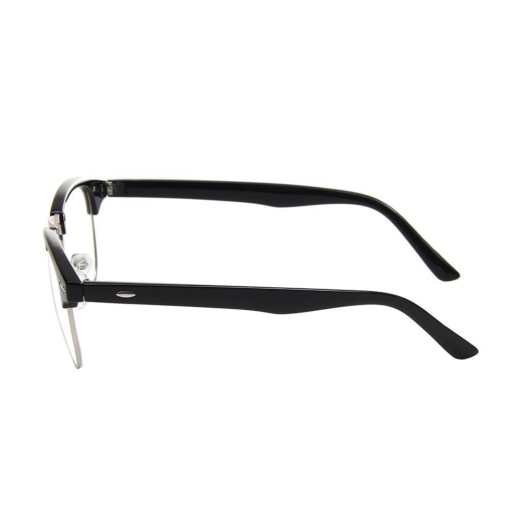 Shiratori New Vintage Fashion Half Frame Semi-Rimless Clear Lens Glasses Black