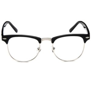 Shiratori New Vintage Fashion Half Frame Semi-Rimless Clear Lens Glasses Black