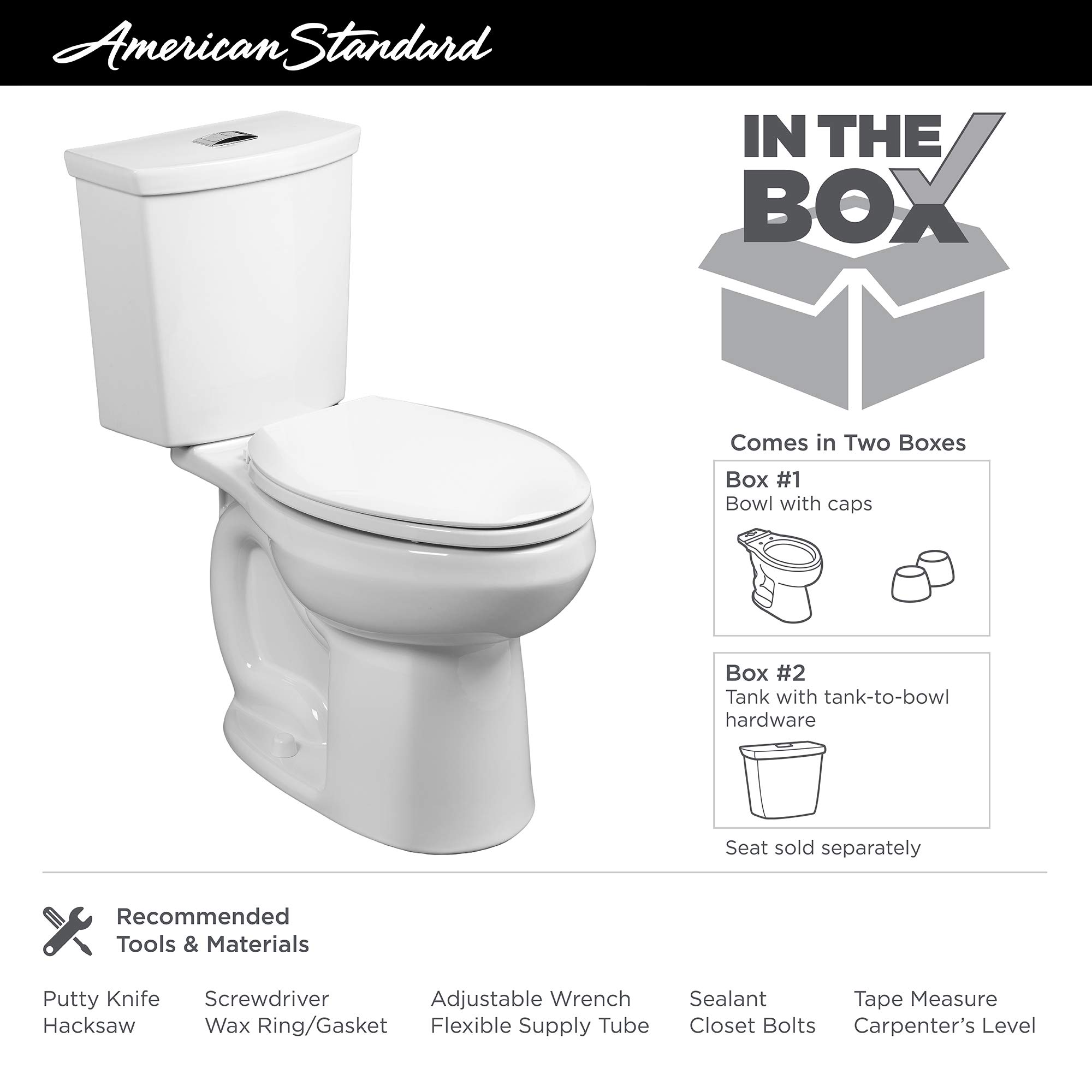 American Standard 2889218.020 H2Option Two-Piece Toilet, Round Front, Standard Height, Dual Flush, White, 0.92 - 1.28 gpf