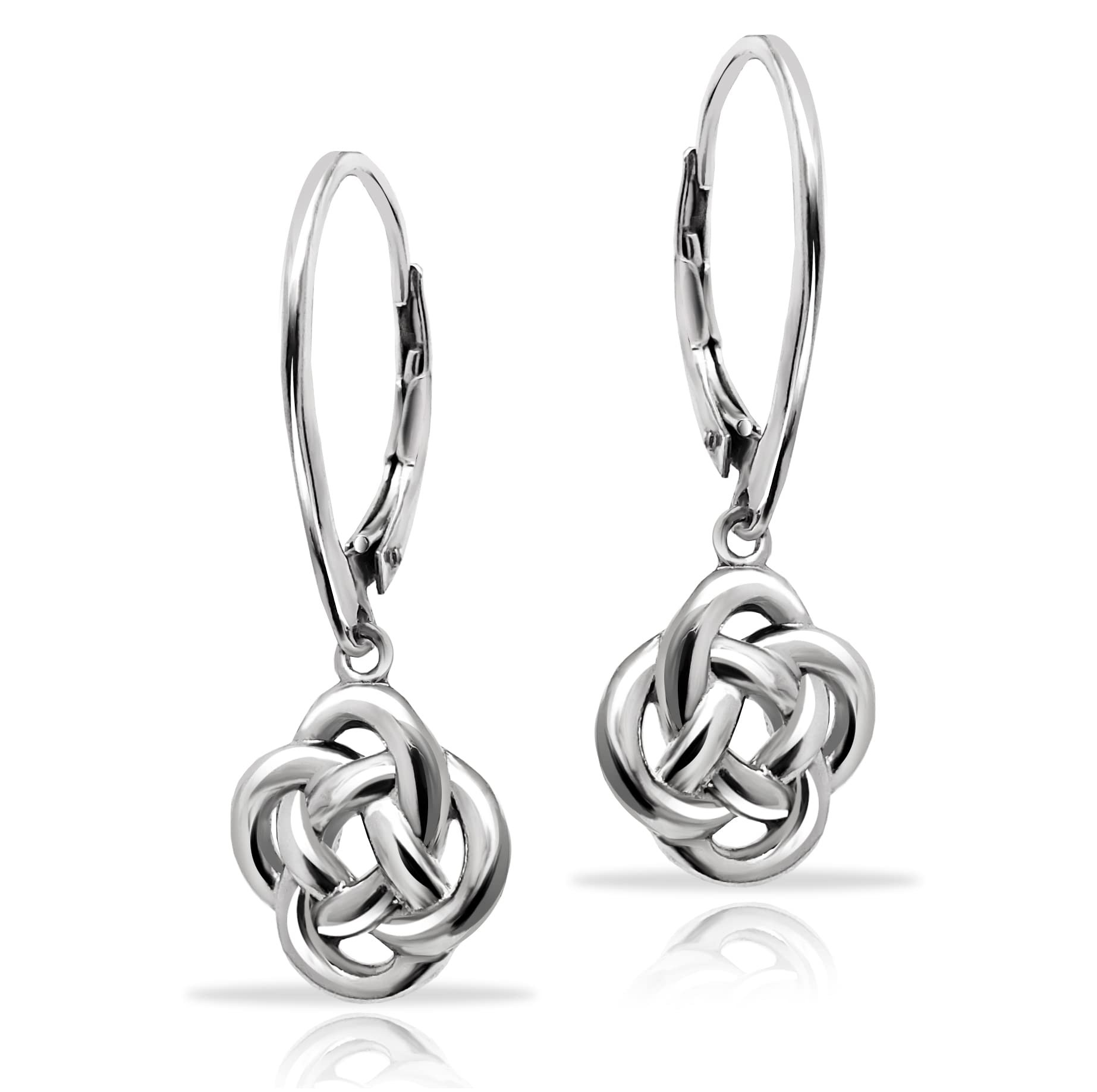 Hoops & Loops - Sterling Silver Love Knot Flower Dangle Leverback Earrings