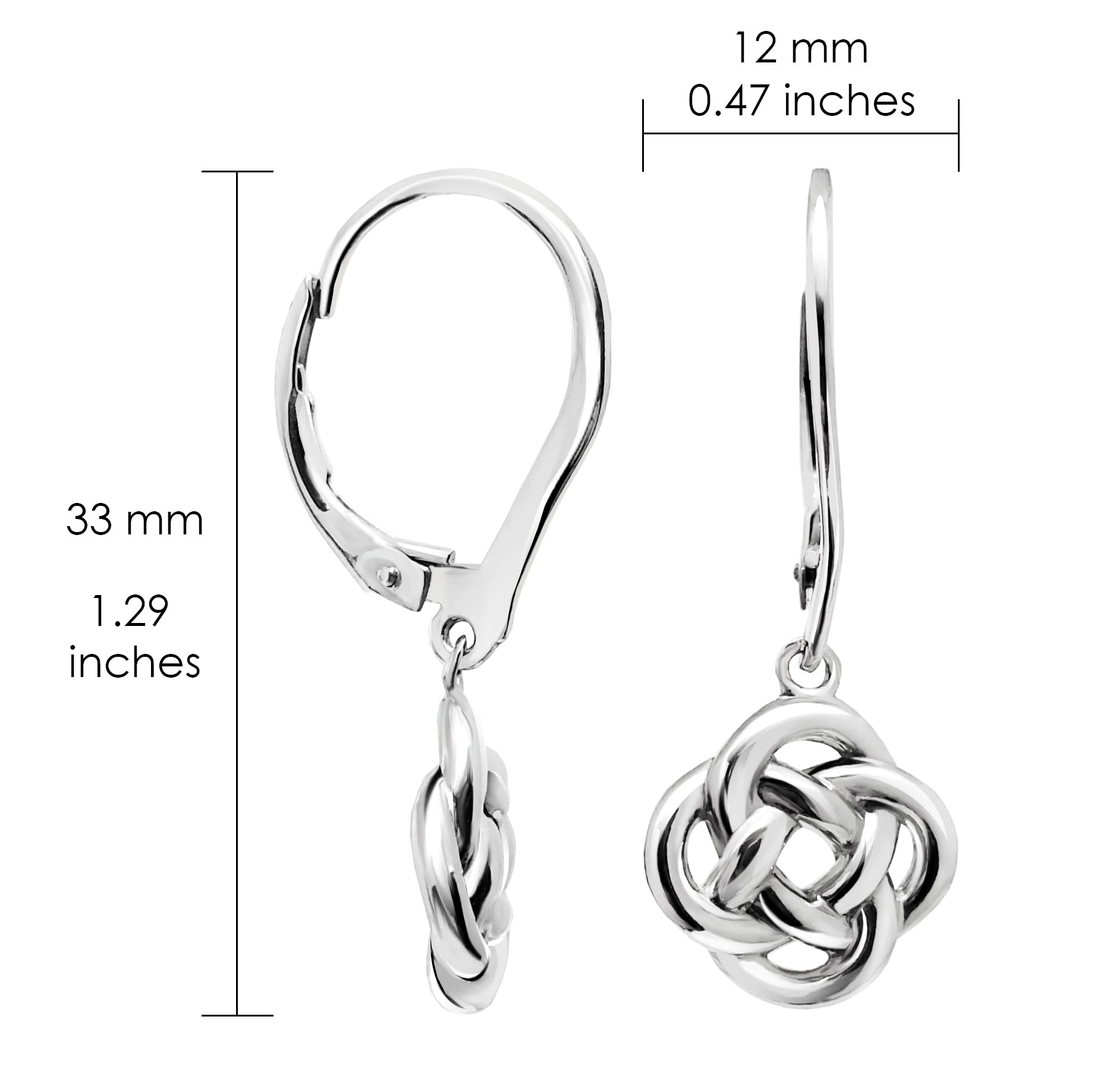 Hoops & Loops - Sterling Silver Love Knot Flower Dangle Leverback Earrings